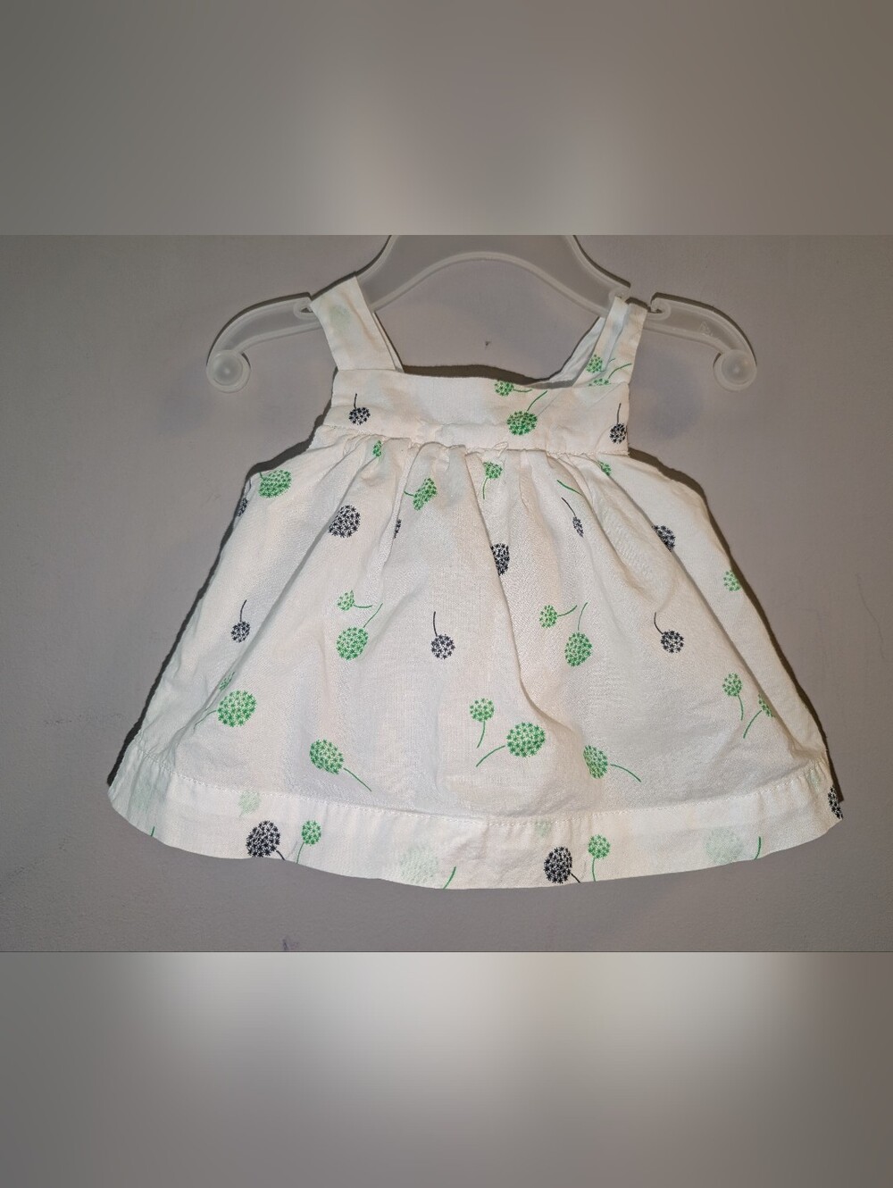 ❇️ Baby GAP White Breezy Tank Top with Navy & Green Dandelion Print 0-3 Months